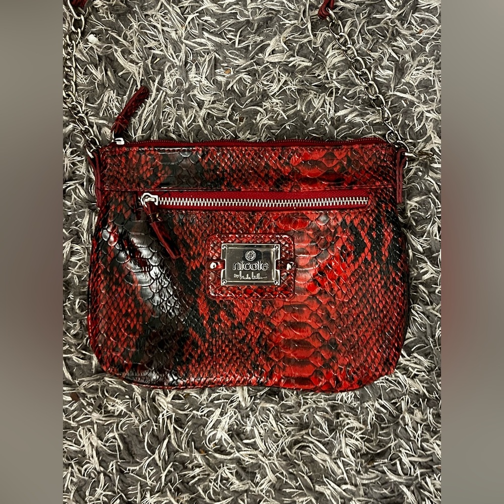 Red snakeskin Nicole purse